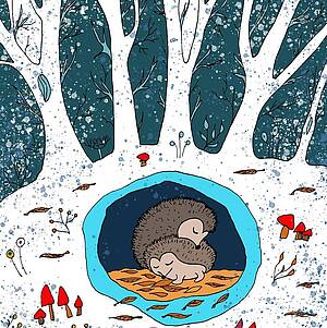 Illustration Igel im Winterquartier